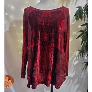 Vtg Dressbarn Velvet Whimsigoth Mixed Media Long Sleeve Top Sz 1X Dark Romance
